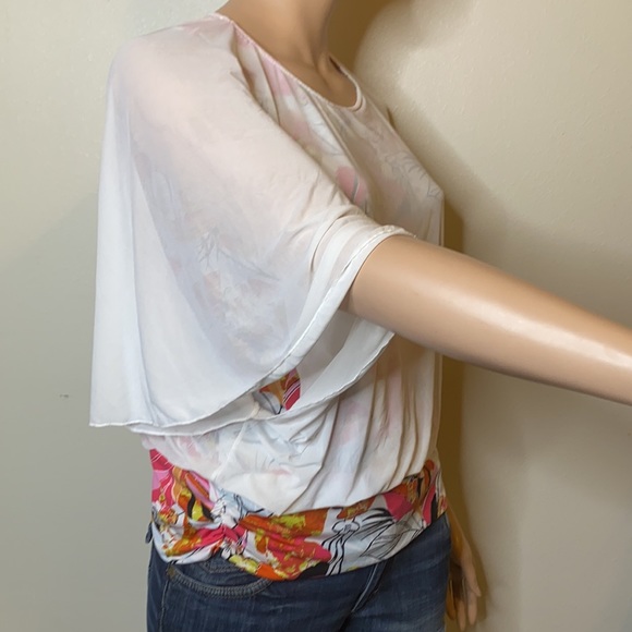 Ashley Steward 18/20 Floral Tropical  Top White - Picture 2 of 7